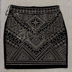 Banjul Black and Silver Studded Pencil Skirt